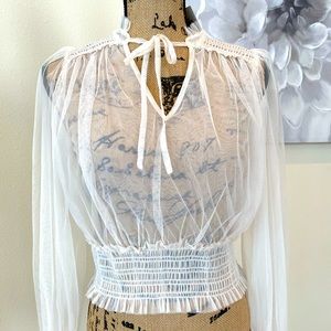 NWT! Smock Waist Organza Top